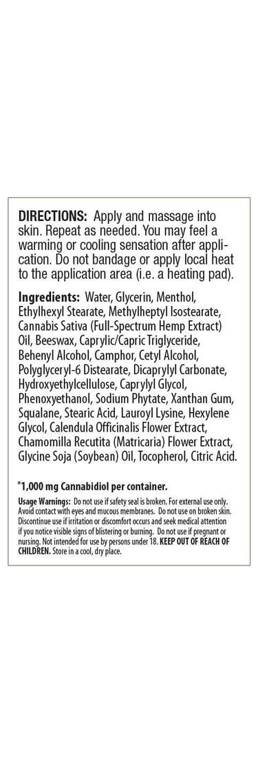 CBD Cream 1000mg: Menthol